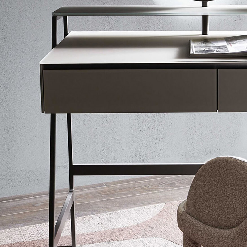 Modern Leather Vanity Table with Mirror