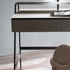Modern Leather Vanity Table with Mirror