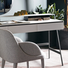 Modern Leather Vanity Table with Mirror