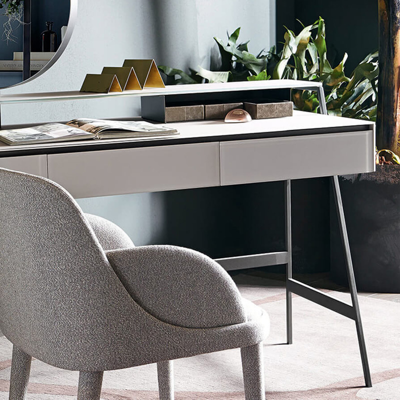 Modern Leather Vanity Table with Mirror