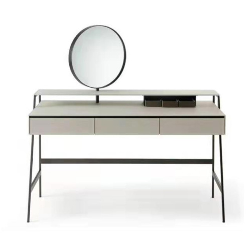 Modern Leather Vanity Table with Mirror