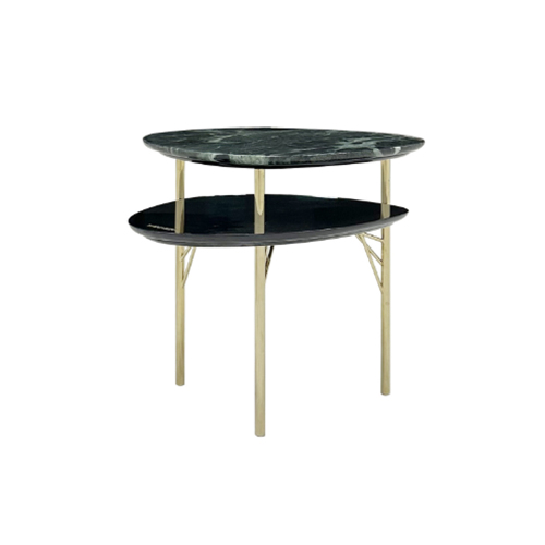 Modern Green Marble Side Table with Crystal Steel Legs