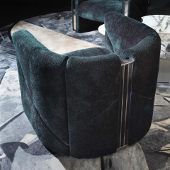 Modern living room furniture stylish hardware brushed champagne gold leisure chair