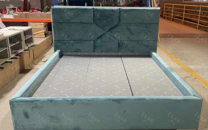 Simple design bedroom blue bed board furniture soft bed