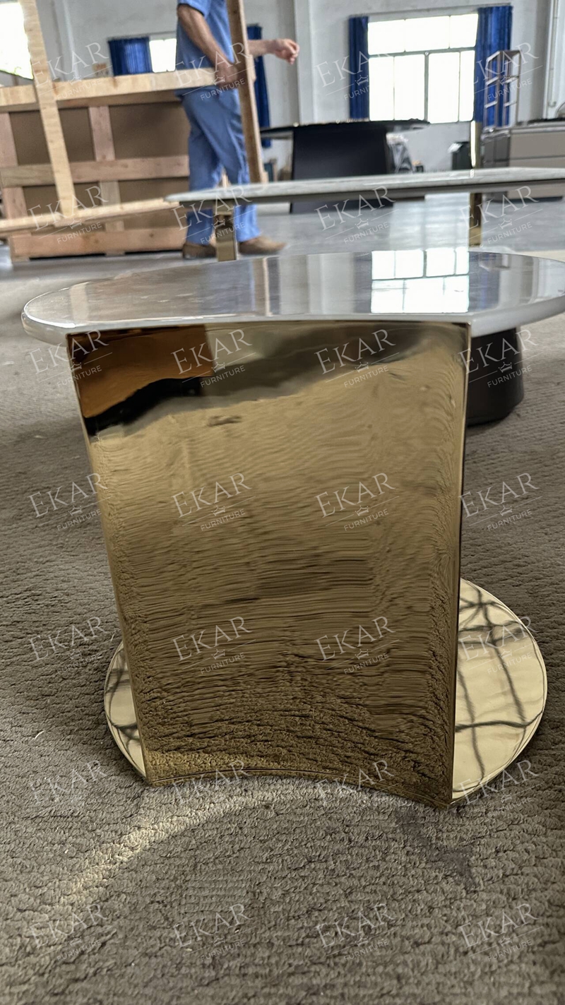 Hardware crystal steel marble panel combination corner table