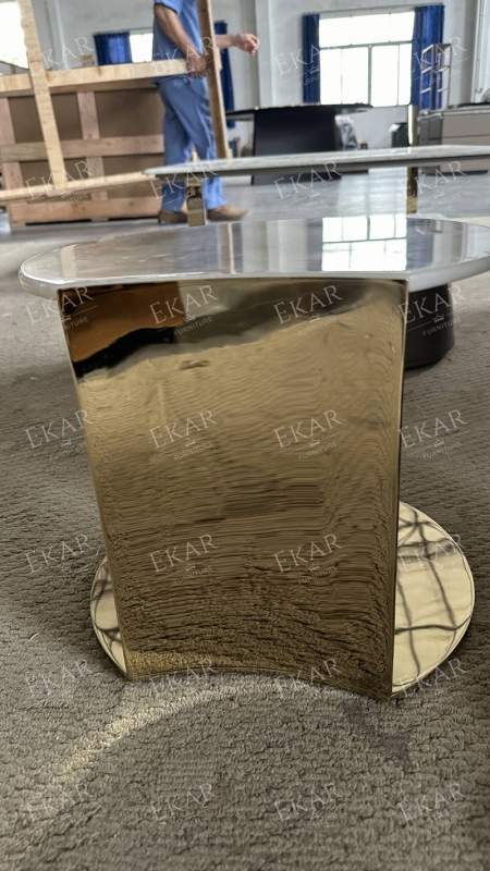 Hardware crystal steel marble panel combination corner table