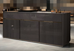 Modern style solid wood storage sideboard with inlaid gold edges