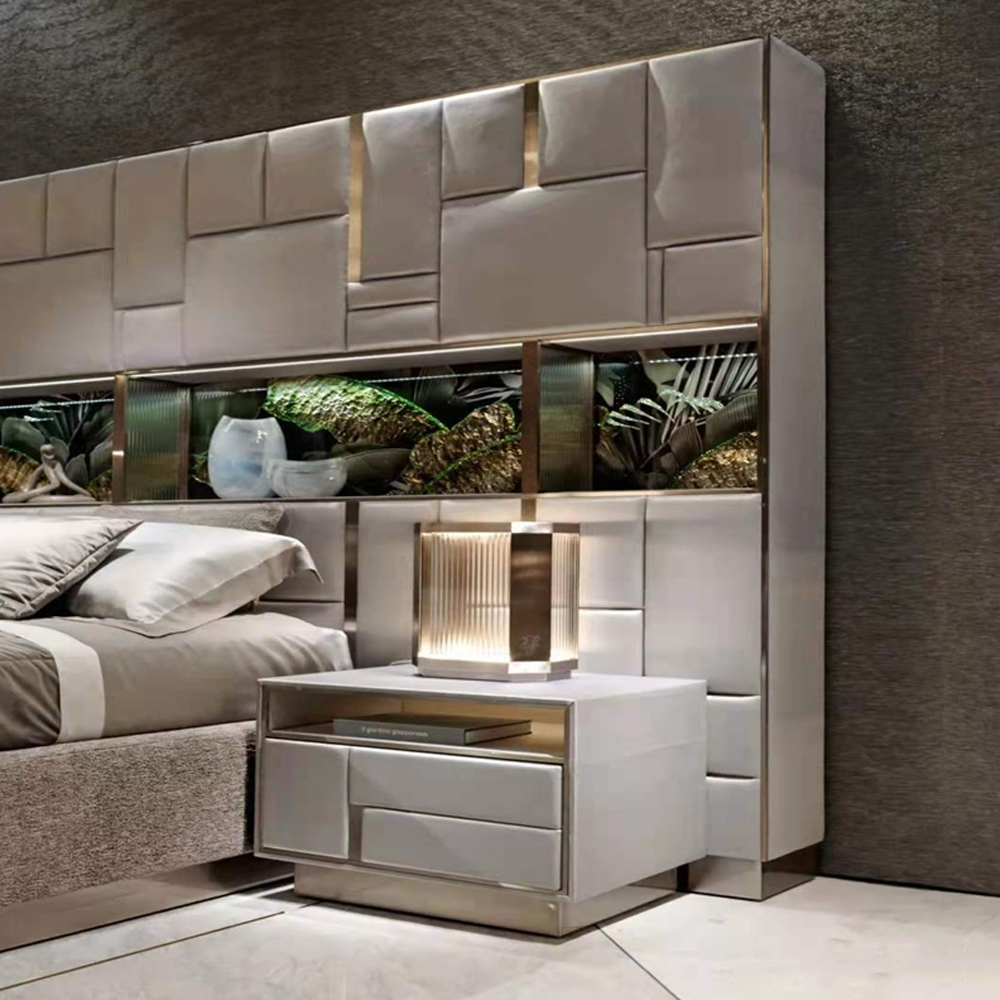 Modern Stainless Steel Brushed Bronze Nightstand