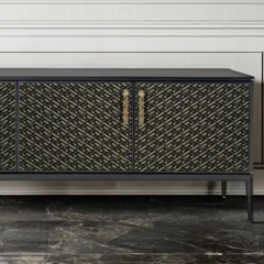 EKAR FURNITURE Modern living room TV cabinet in midnight black solid cast aluminum