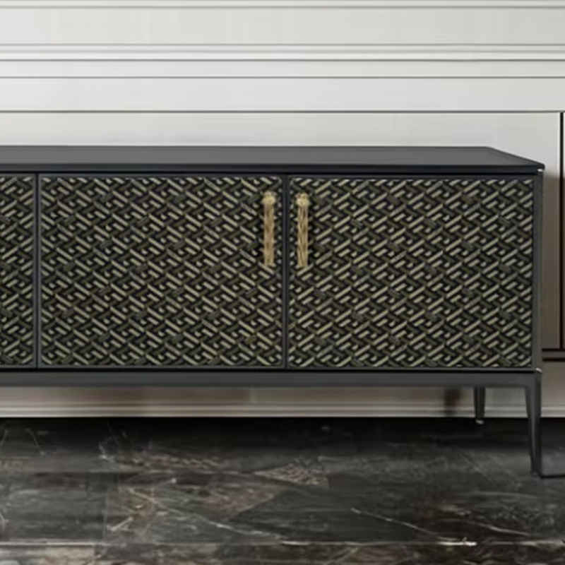 EKAR FURNITURE Modern living room TV cabinet in midnight black solid cast aluminum