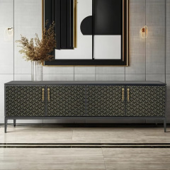 EKAR FURNITURE Modern living room TV cabinet in midnight black solid cast aluminum
