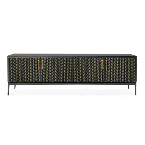 EKAR FURNITURE Modern living room TV cabinet in midnight black solid cast aluminum