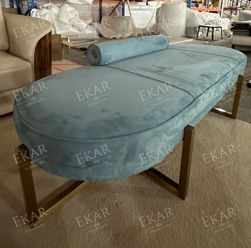 Luxurious bedroom leather hardware foot bench