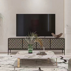 EKAR FURNITURE Modern living room TV cabinet in midnight black solid cast aluminum