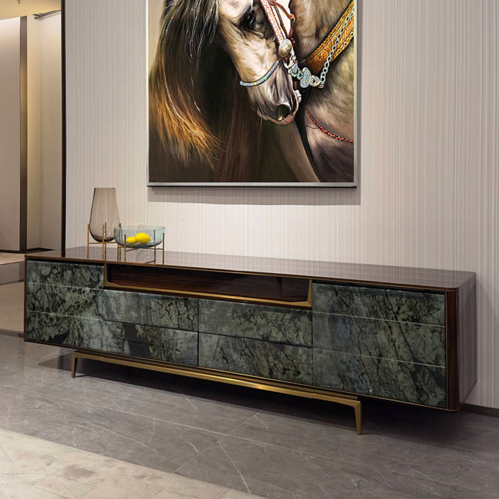 Modern Blue Emerald Marble TV Stand