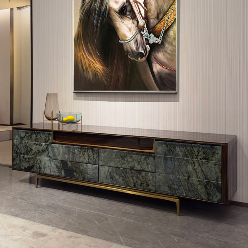 Modern Blue Emerald Marble TV Stand