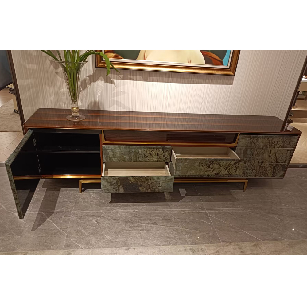 Modern Blue Emerald Marble TV Stand