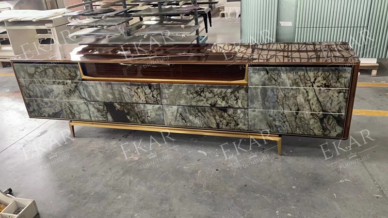 Modern Blue Emerald Marble TV Stand