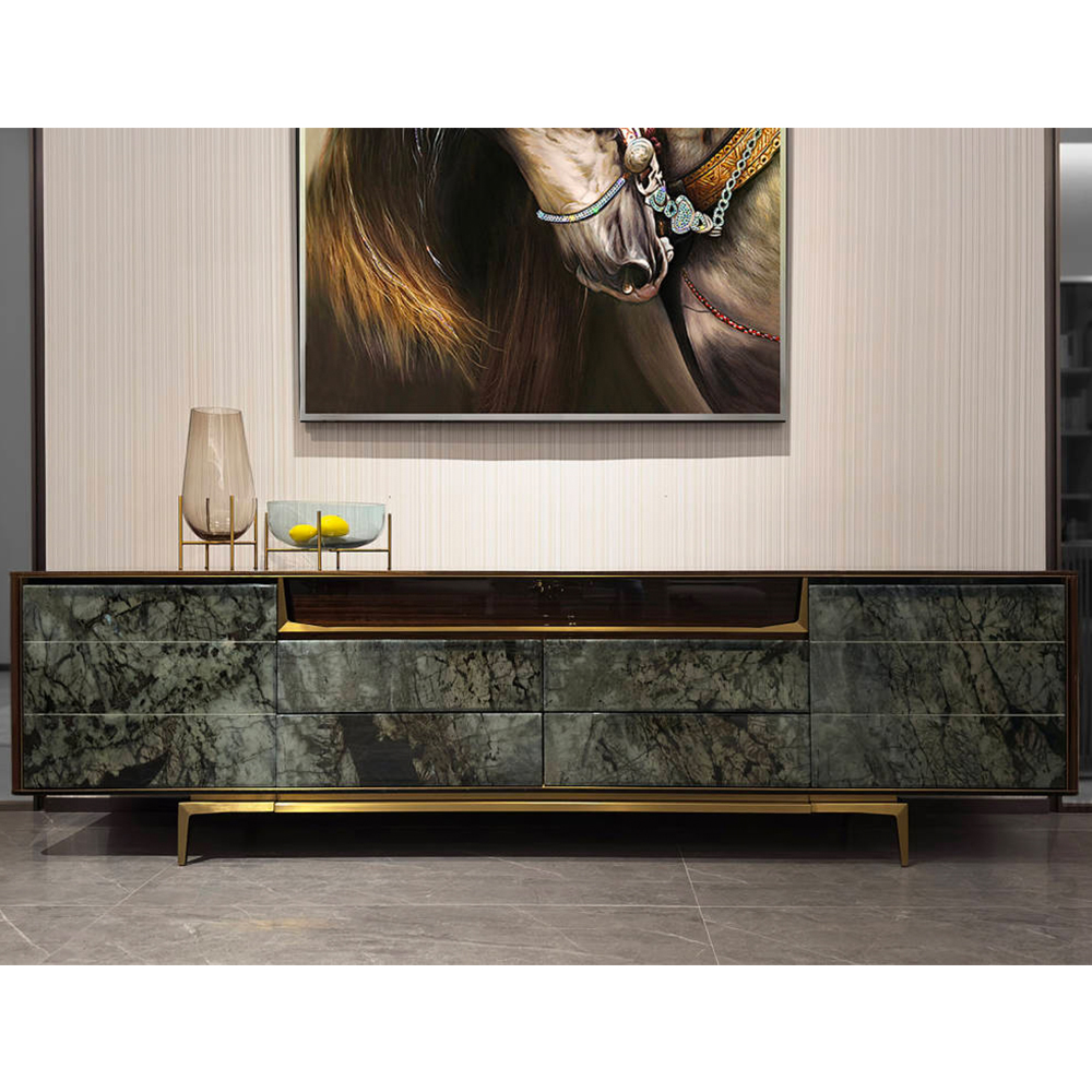 Modern Blue Emerald Marble TV Stand
