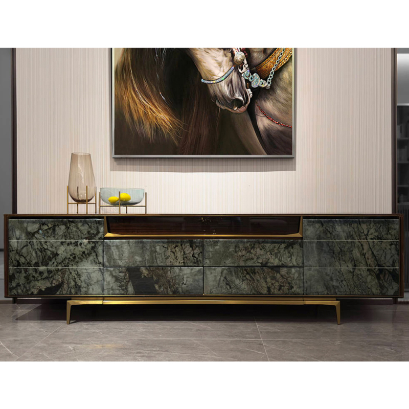 Modern Blue Emerald Marble TV Stand