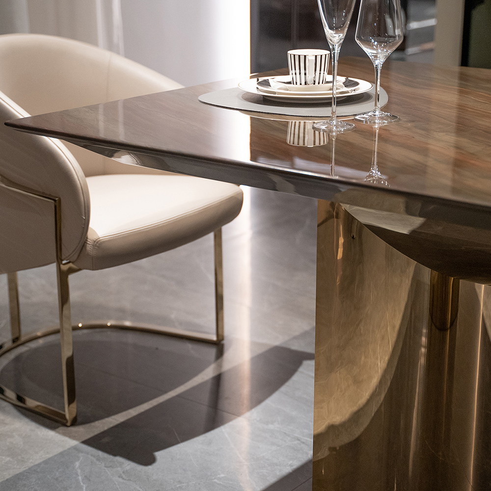 Modern Rectangular Dining Table with Marble Top