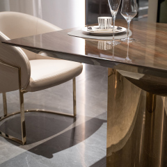 Modern Rectangular Dining Table with Marble Top