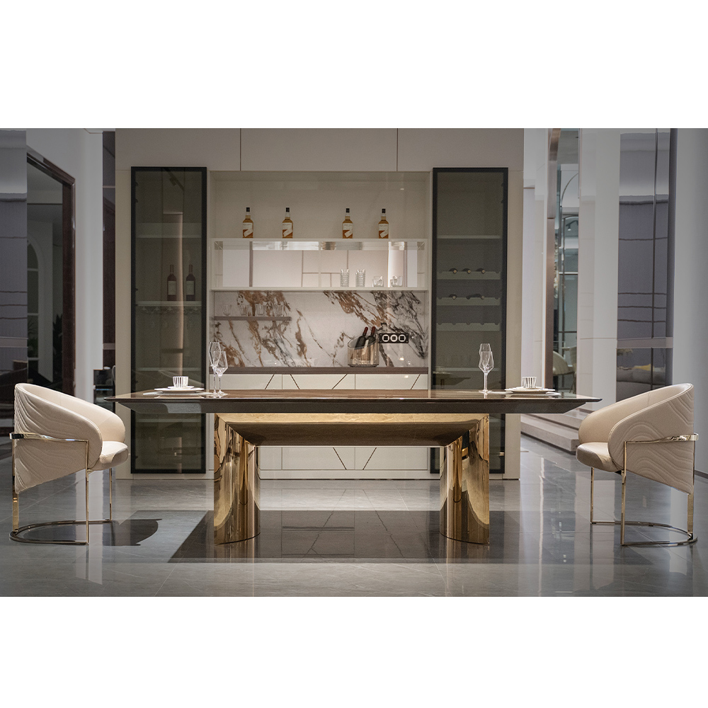 Modern Rectangular Dining Table with Marble Top