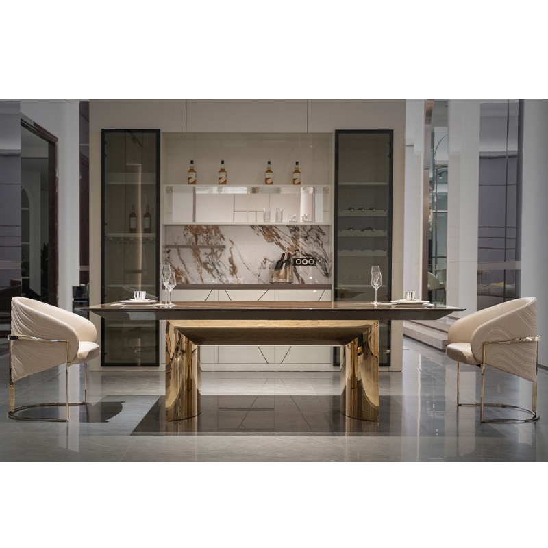 Modern Rectangular Dining Table with Marble Top
