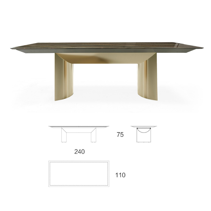 Modern Rectangular Dining Table with Marble Top
