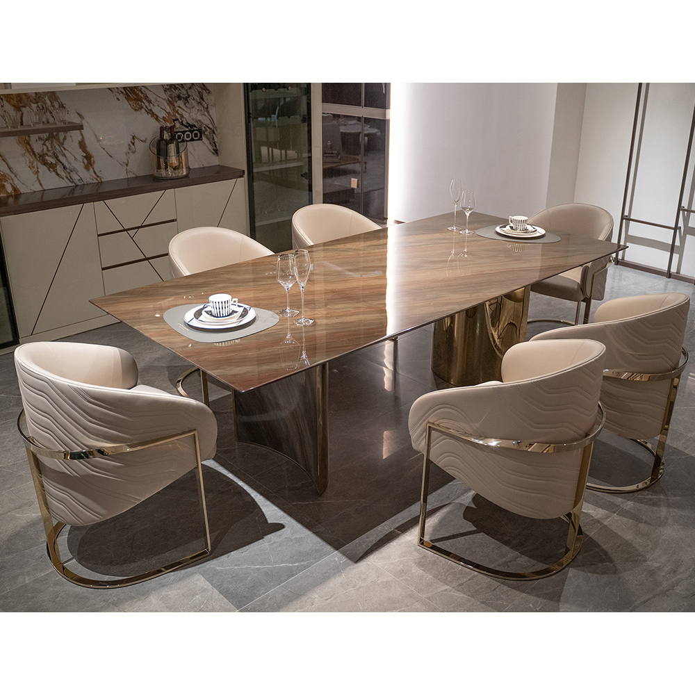 Modern Rectangular Dining Table with Marble Top