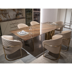 Modern Rectangular Dining Table with Marble Top