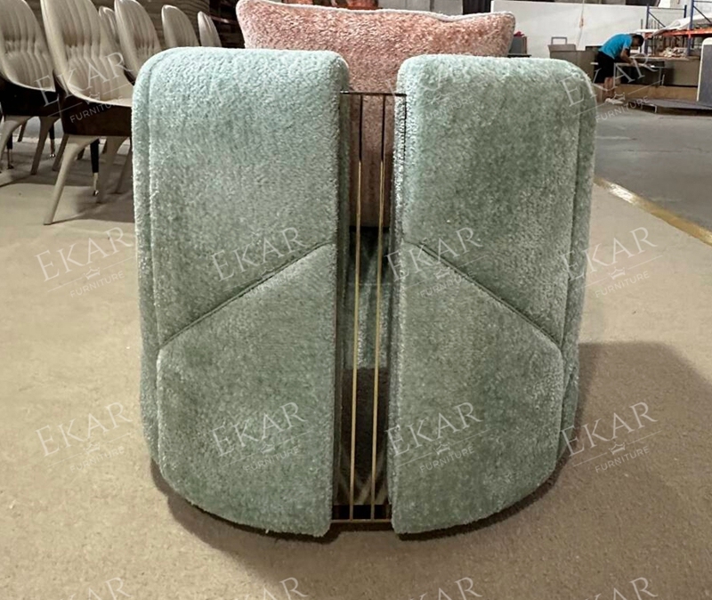 Modern living room furniture stylish hardware brushed champagne gold leisure chair