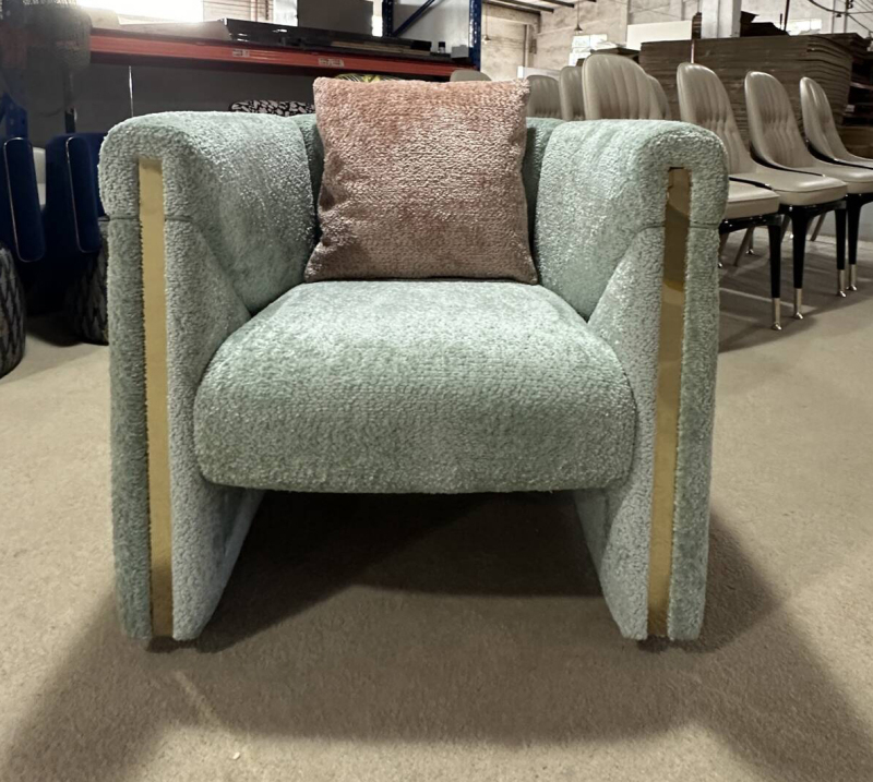Modern living room furniture stylish hardware brushed champagne gold leisure chair