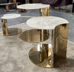 Hardware crystal steel marble panel combination corner table