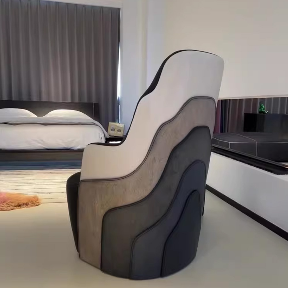 Sleek Walnut Grain Lounge Chair with Satin Finish