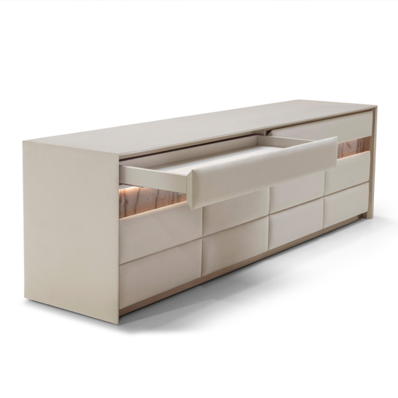 Elegant Pandora Marble TV Cabinet with Touch-Switch LED Lighting