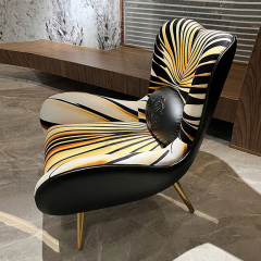 Modern Brass Lounge Chair with Fabric and Ultra-Fine Detailing
