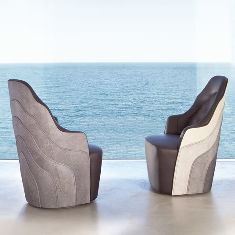 Sleek Walnut Grain Lounge Chair with Satin Finish