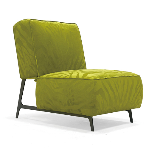 Chic Modern Lounge Chair with Brass and Embossed Fabric Design