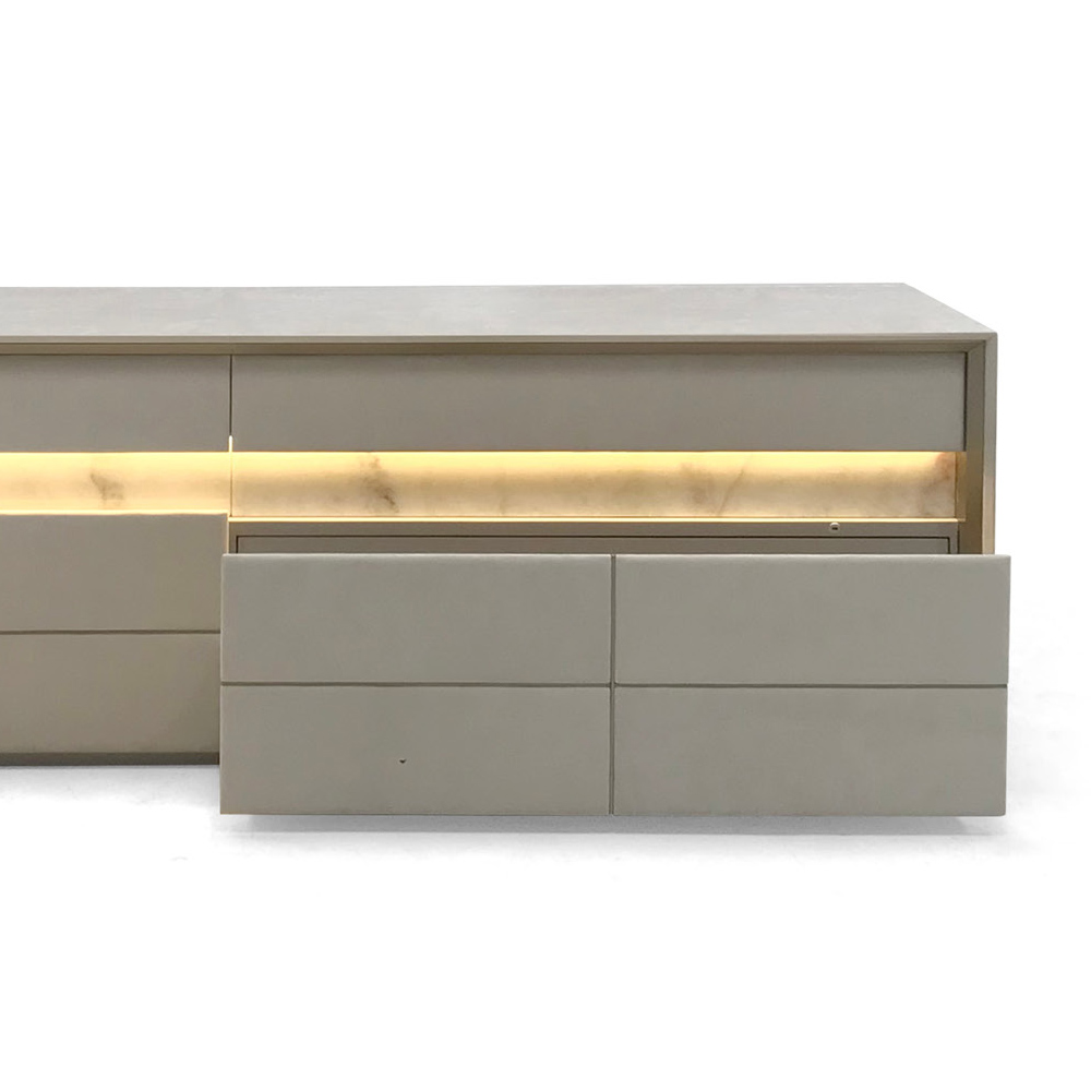 Elegant Pandora Marble TV Cabinet with Touch-Switch LED Lighting