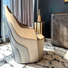Sleek Walnut Grain Lounge Chair with Satin Finish