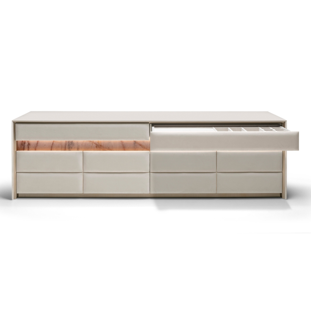 Elegant Pandora Marble TV Cabinet with Touch-Switch LED Lighting