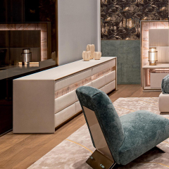 Elegant Pandora Marble TV Cabinet with Touch-Switch LED Lighting