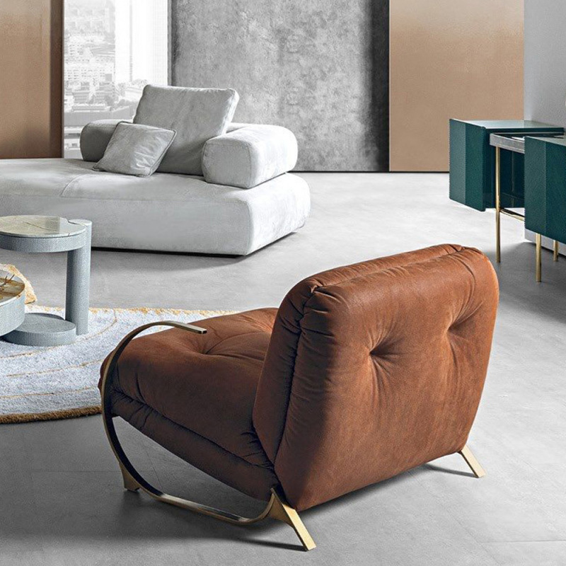 Elegant Brass Lounge Chair with Embossed Craftsmanship