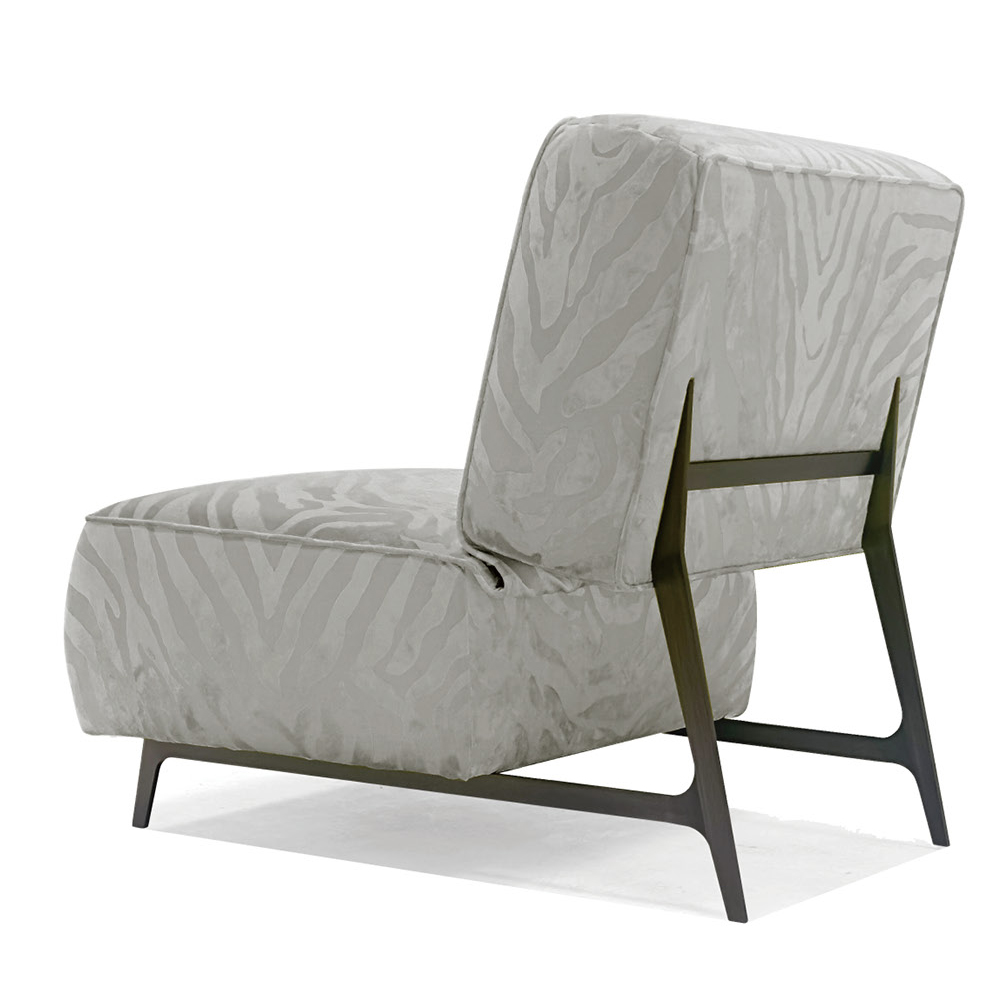 Chic Modern Lounge Chair with Brass and Embossed Fabric Design