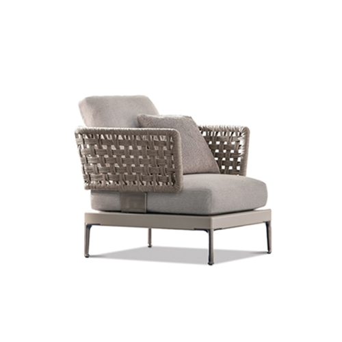 Modern Wicker Armchair with Plush Waterproof Cushions