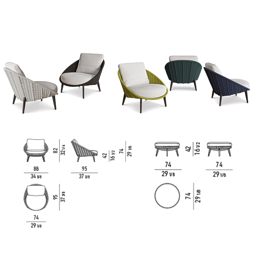 Modern Wicker Lounge Chair and Ottoman Set for Outdoor Relaxation