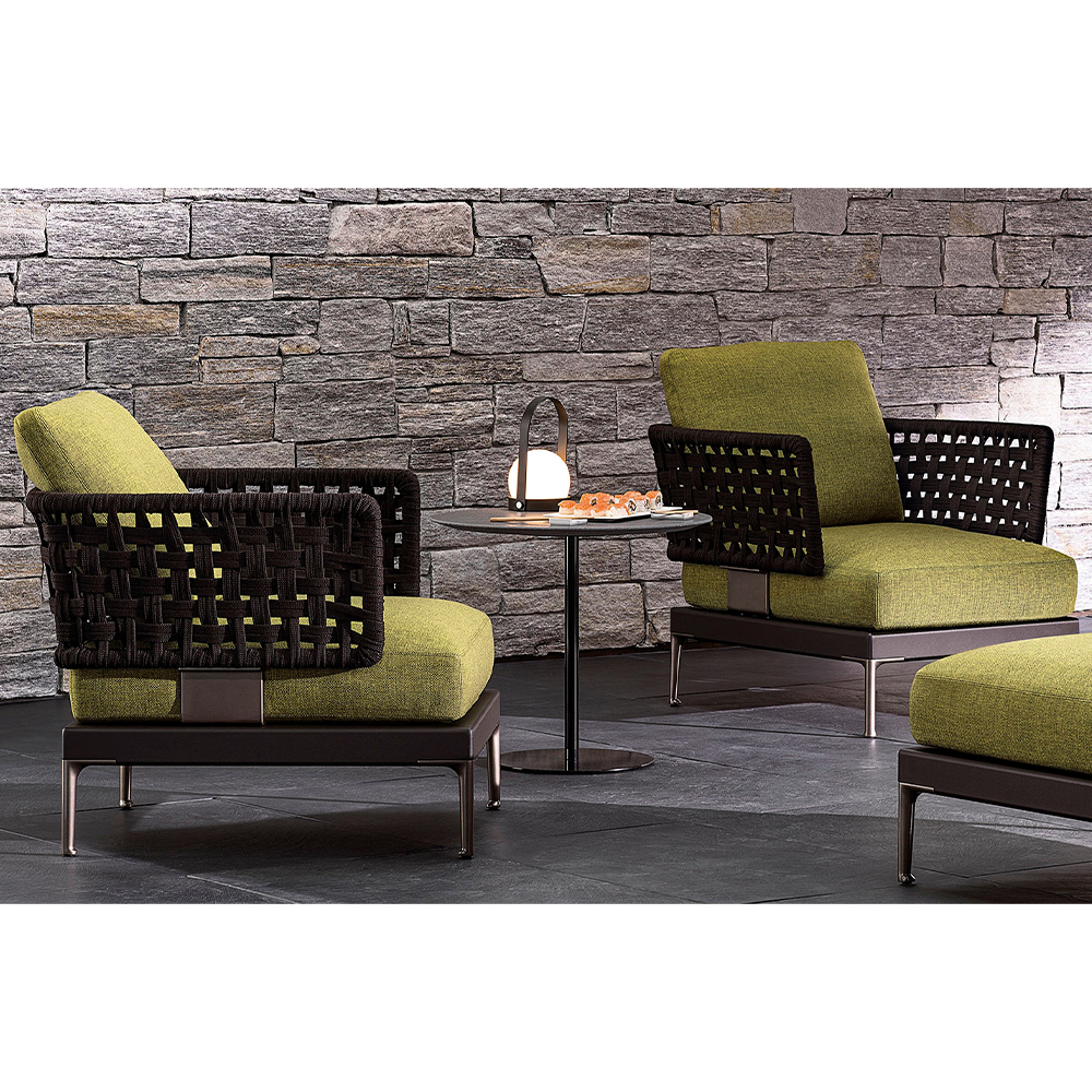 Modern Wicker Armchair with Plush Waterproof Cushions