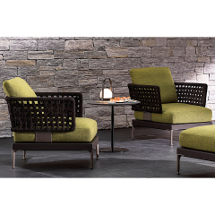 Modern Wicker Armchair with Plush Waterproof Cushions