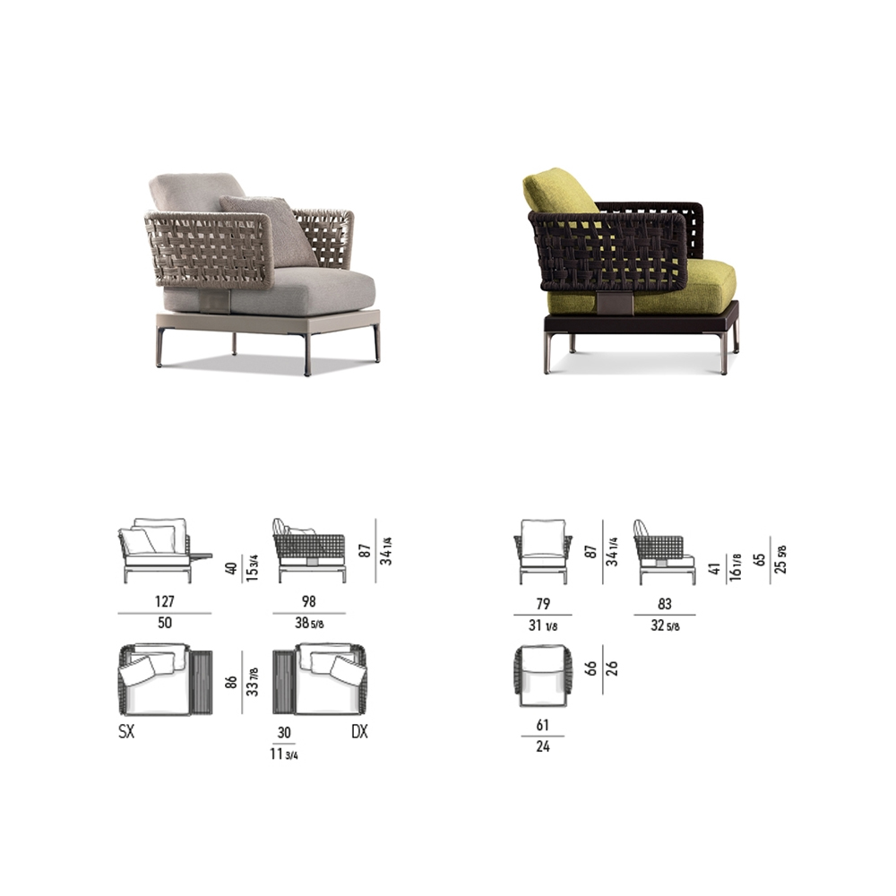 Modern Wicker Armchair with Plush Waterproof Cushions